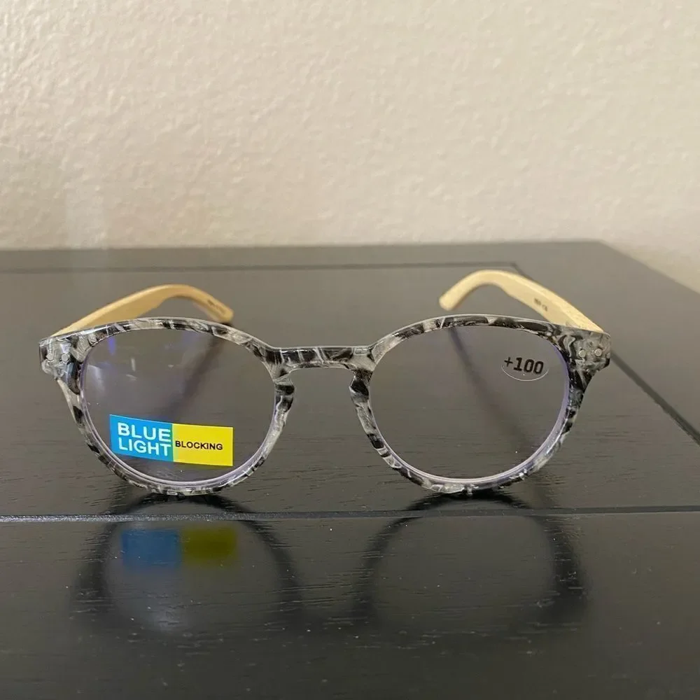 💼Round Tortoiseshell Clear and Black Glasses, Readers with Blue Light Blocking